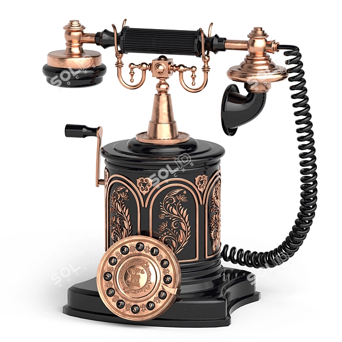 Victorian Vintage Telephone in Black 3D model image 2