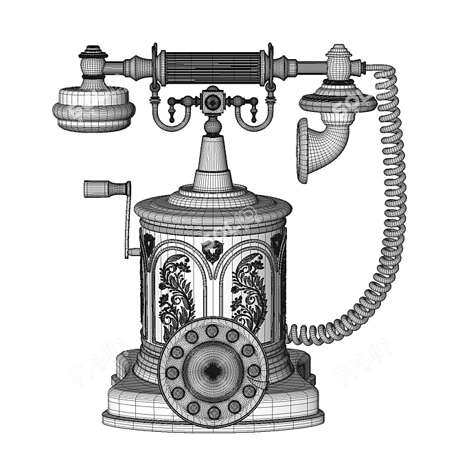 Victorian Vintage Telephone in Black 3D model image 3