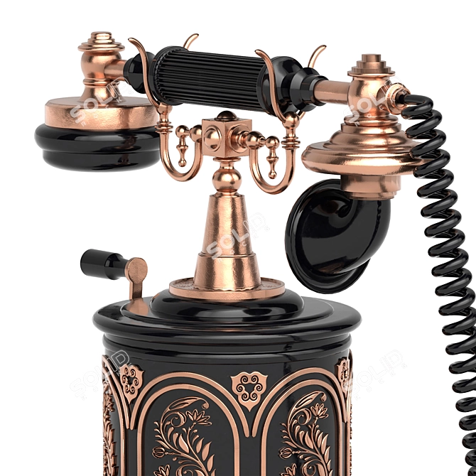 Victorian Vintage Telephone in Black 3D model image 4