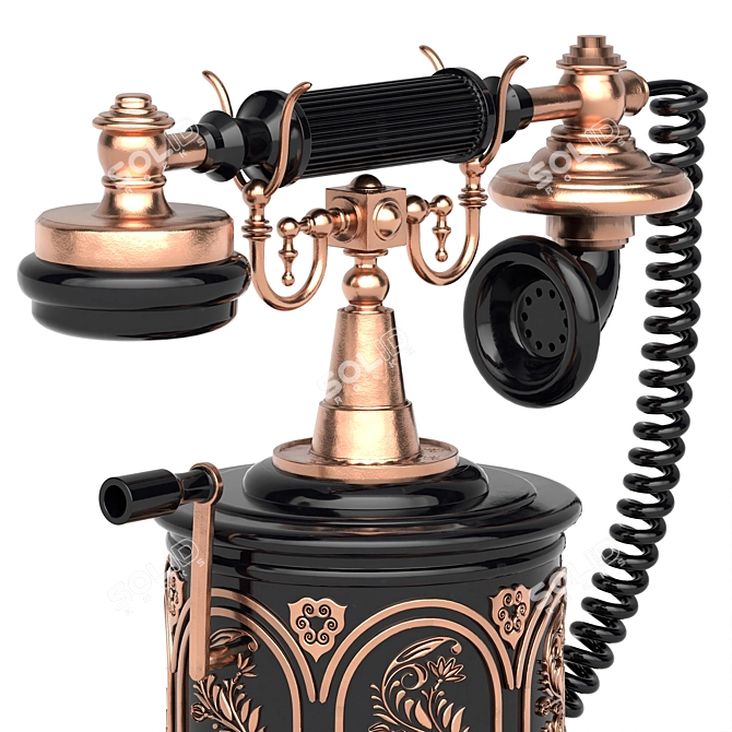 Victorian Vintage Telephone in Black 3D model image 5