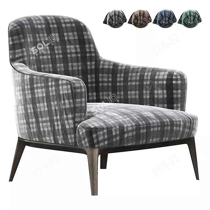Comfy Fabric Armchair with Armrests 3D model image 1