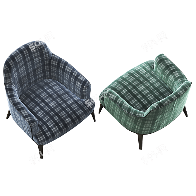 Comfy Fabric Armchair with Armrests 3D model image 4