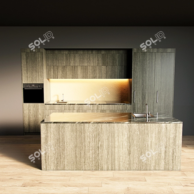 Modern Kitchen Island Design 3D model image 3