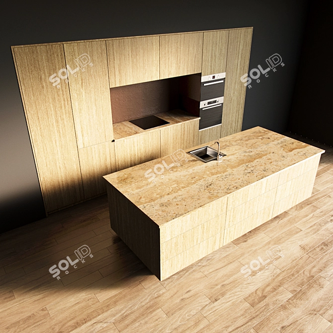 Modern Kitchen Island Design 3D model image 2