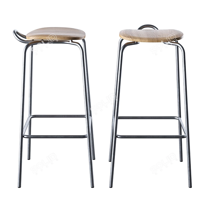 Modern Steel Forcina Bar Stool 3D model image 2