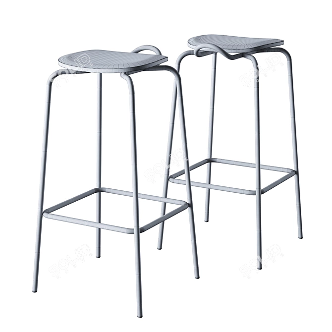 Modern Steel Forcina Bar Stool 3D model image 5