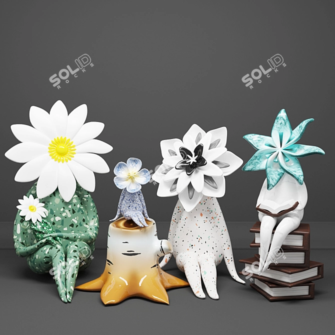 Elegant Mrs. Daisy Figurines 3D model image 1