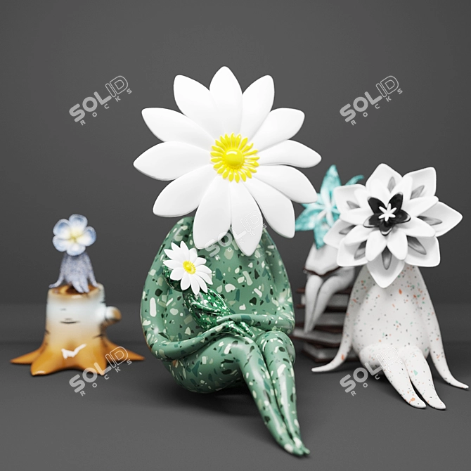 Elegant Mrs. Daisy Figurines 3D model image 2