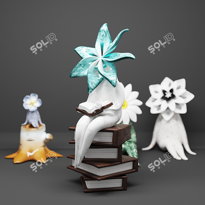 Elegant Mrs. Daisy Figurines 3D model image 3