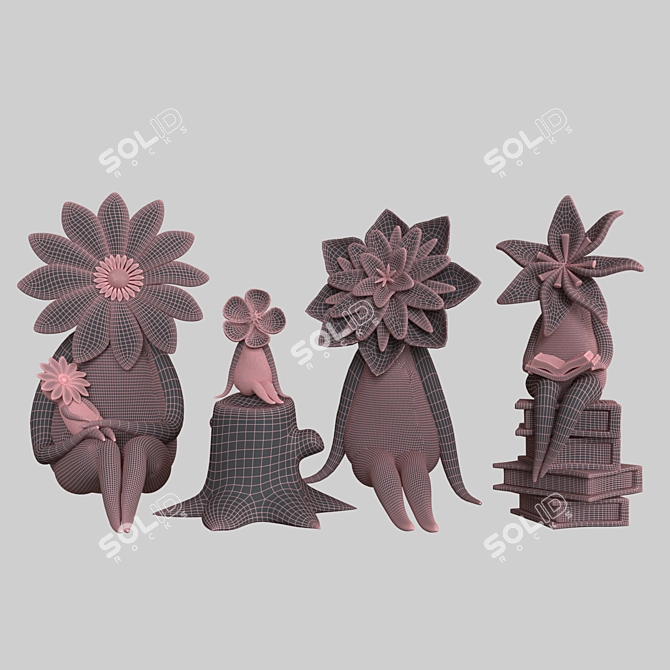 Elegant Mrs. Daisy Figurines 3D model image 4