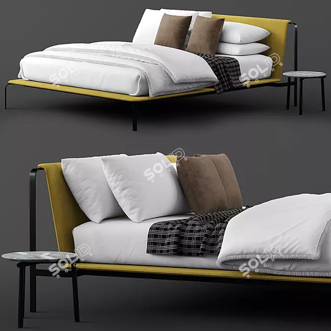 Bolzan Letti Bend Bed: Elegant and Spacious Slumber 3D model image 1