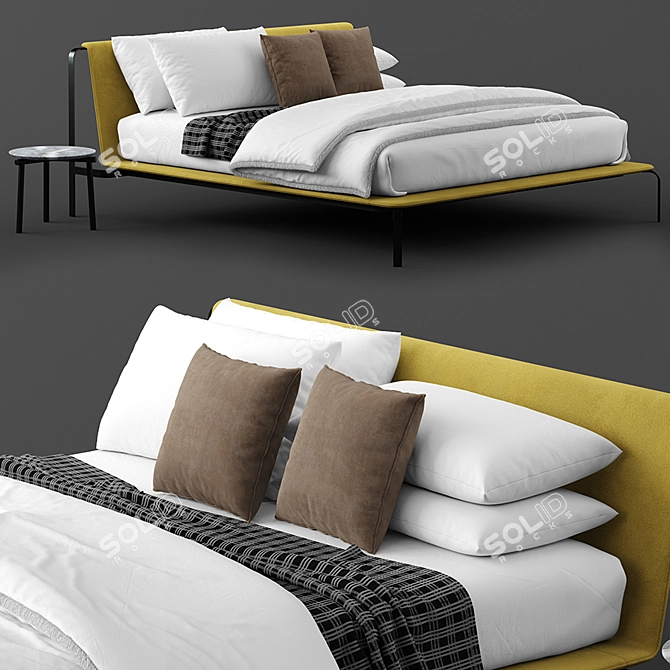 Bolzan Letti Bend Bed: Elegant and Spacious Slumber 3D model image 2