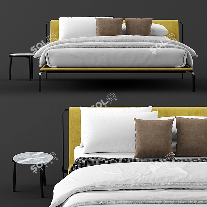 Bolzan Letti Bend Bed: Elegant and Spacious Slumber 3D model image 3