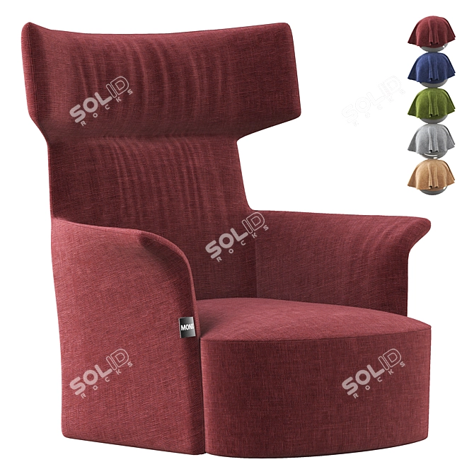 Sleek Wing Armchair with Armrests 3D model image 1