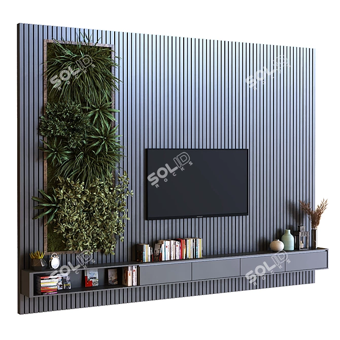 Sleek TV Wall Set 3D model image 2