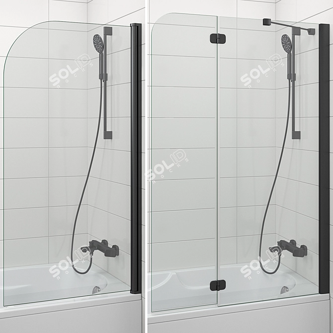 Modern Bath Screens and Bathtubs Set 3D model image 2