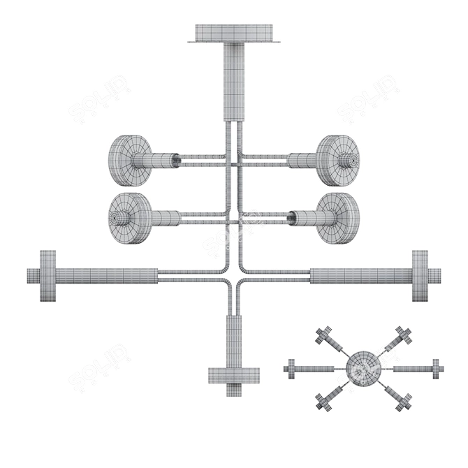 Modern LED Chandelier with Round Shades - Lampatron AMARILIS 7 3D model image 3