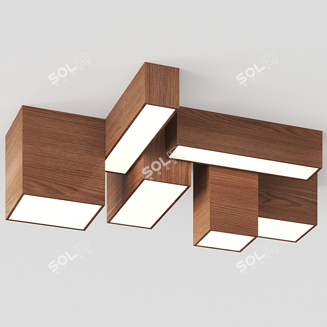 Elevare Wooden Modular Ceiling Light 3D model image 1