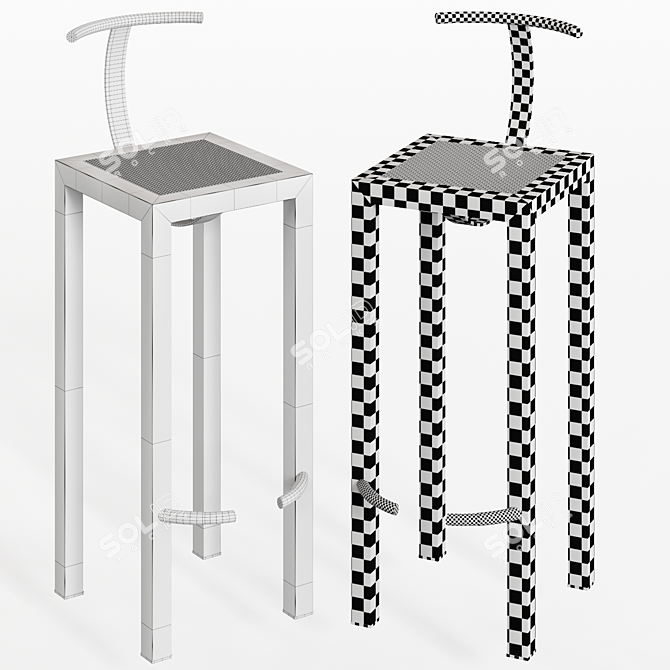 Sleek and Stylish Sarapis Stool 3D model image 3