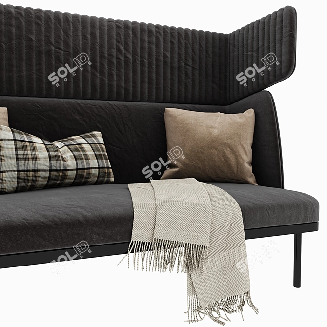 Elegance Velvet Highback Sofa 3D model image 3