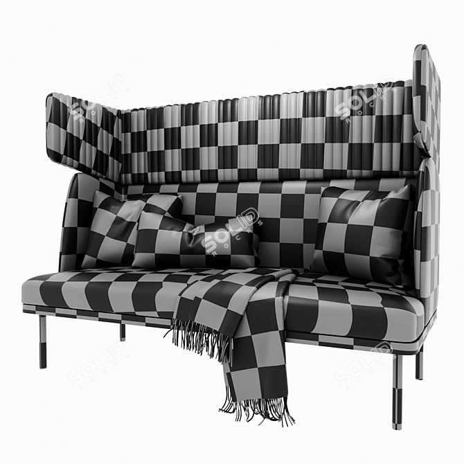 Elegance Velvet Highback Sofa 3D model image 4