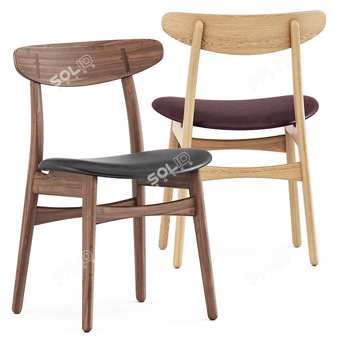 CH30P Chair: Sleek Scandinavian Design 3D model image 1