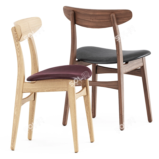 CH30P Chair: Sleek Scandinavian Design 3D model image 2