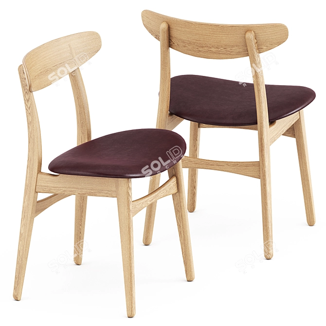 CH30P Chair: Sleek Scandinavian Design 3D model image 4