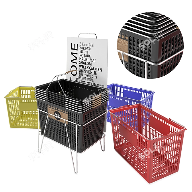 Durable Plastic Shopping Basket 3D model image 1