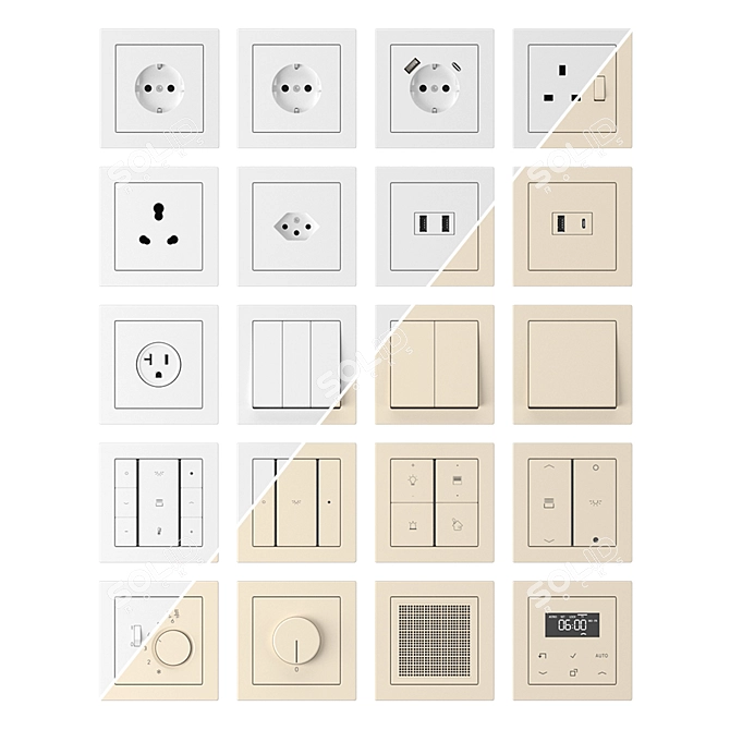 LS-Design Series: Stylish Socket & Switch Kit 3D model image 2