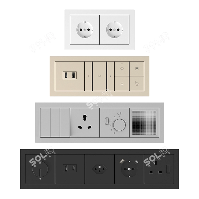 LS-Design Series: Stylish Socket & Switch Kit 3D model image 5