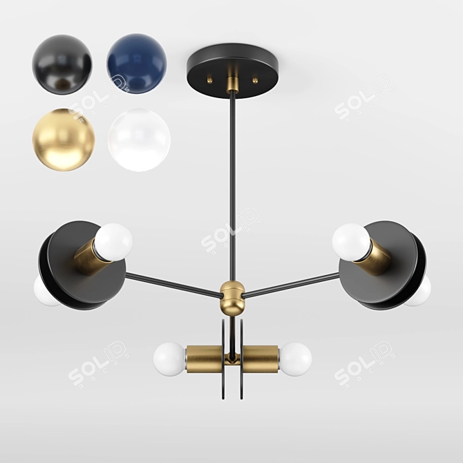 Vintage Sputnik Chandelier: Illuminate Your Dining 3D model image 6