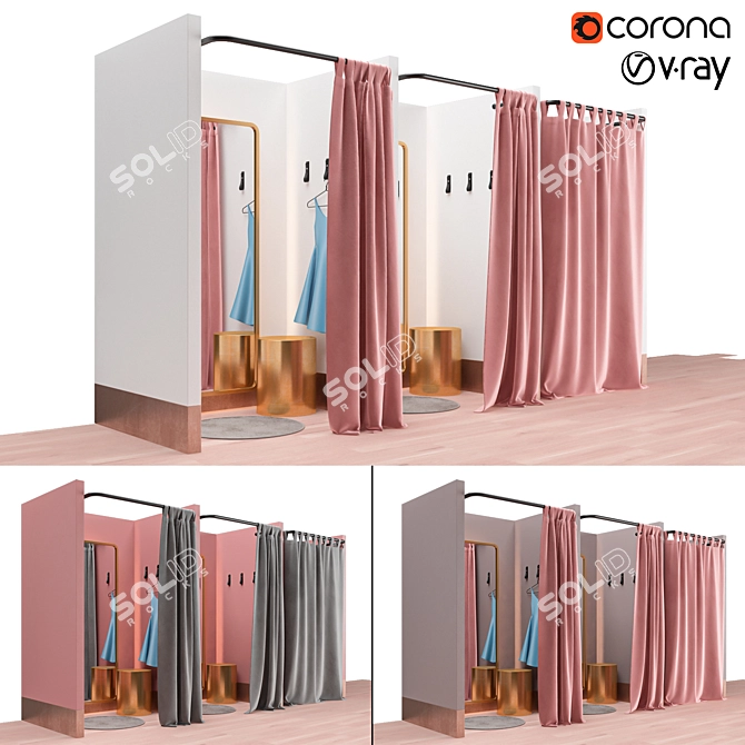 Versatile Color-Changeable Fitting Rooms 3D model image 1