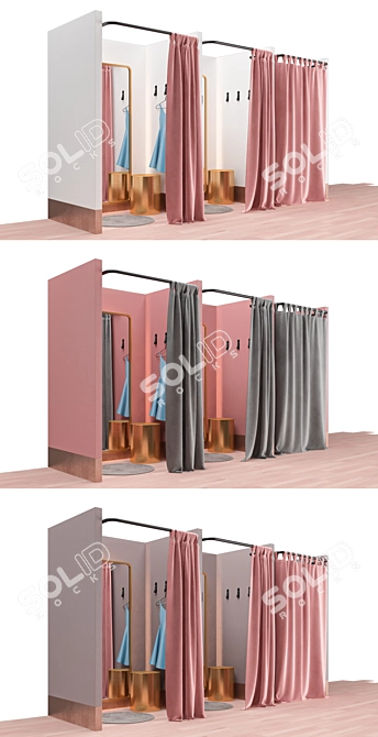 Versatile Color-Changeable Fitting Rooms 3D model image 2