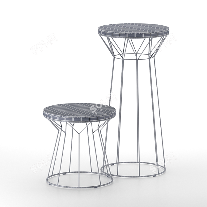 Brass-Legged Tiled Bar Tables 3D model image 5