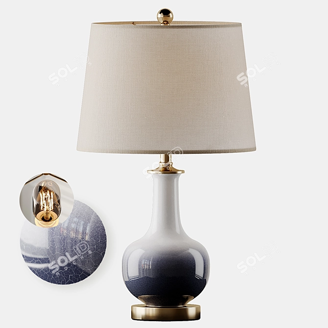 Brass Gradient Table Lamp: Elegant Lighting Solution 3D model image 1