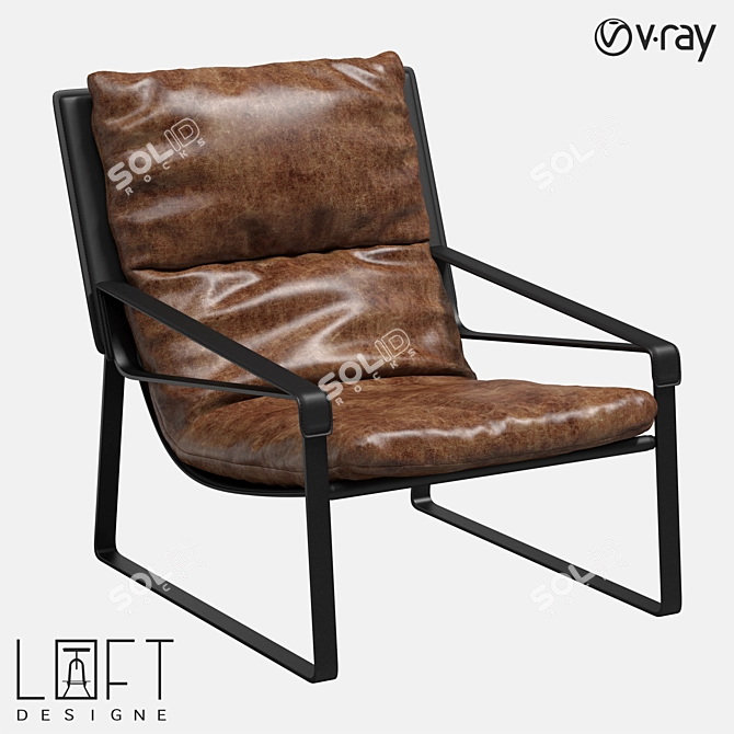 LoftDesigne 3525: Stylish Metal and Leather Armchair 3D model image 1