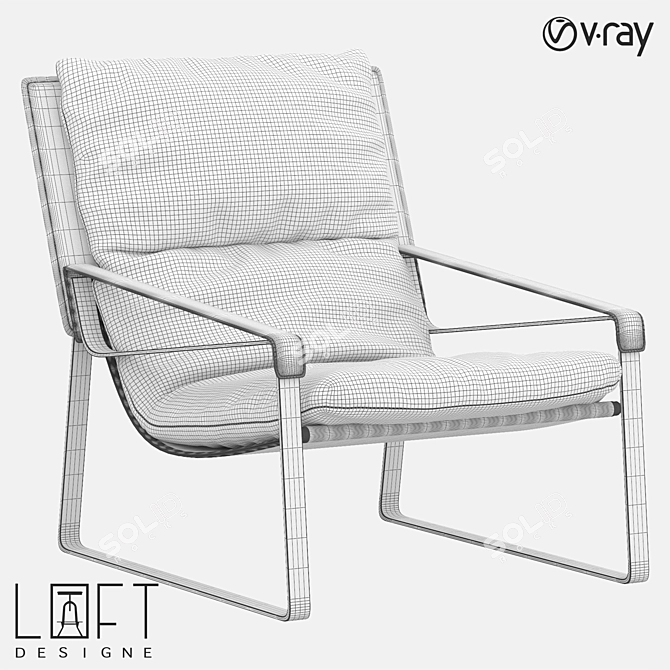 LoftDesigne 3525: Stylish Metal and Leather Armchair 3D model image 2