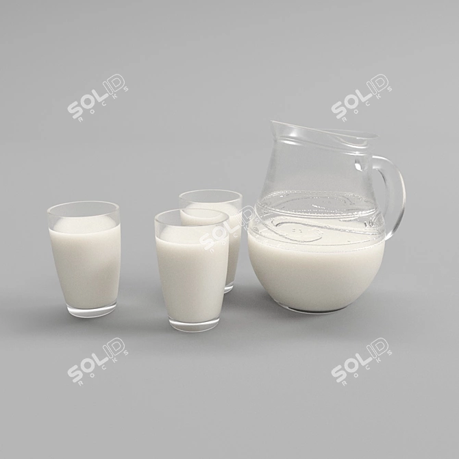 Elegant Milk Jug Set 3D model image 1