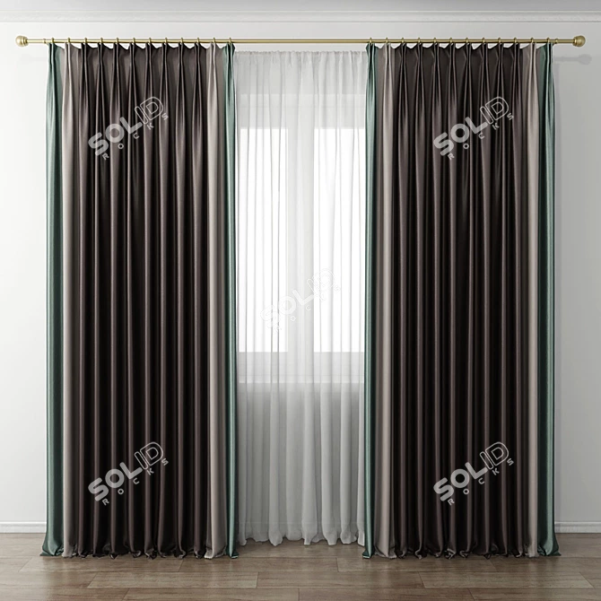 Elegant Drapery Set for Windows 3D model image 1