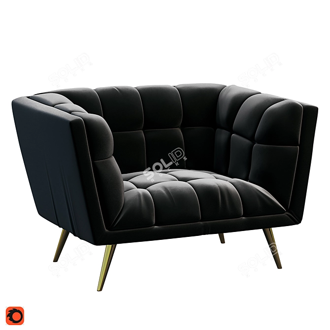 Huxley Antraciet: Elegant Black Velvet Armchair 3D model image 1