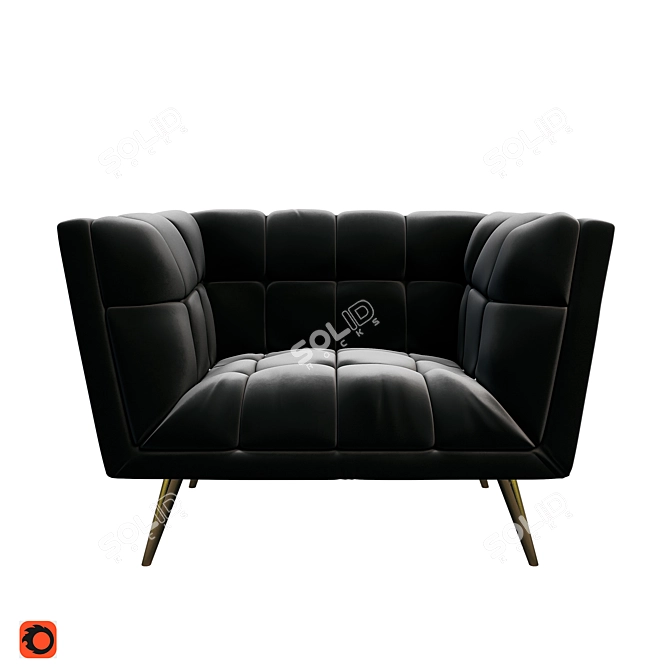 Huxley Antraciet: Elegant Black Velvet Armchair 3D model image 2