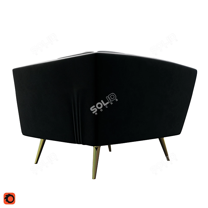 Huxley Antraciet: Elegant Black Velvet Armchair 3D model image 3