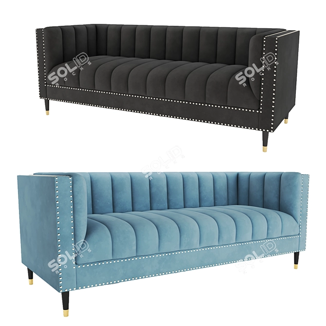 Elegant Nicole Miller Velvet Sofa 3D model image 2