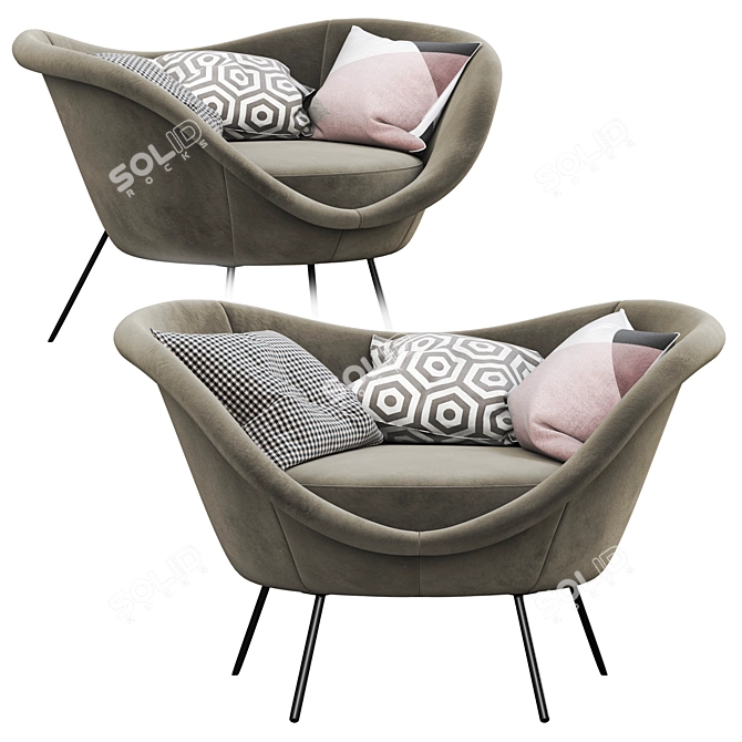 Molteni Modern Armchair 3D model image 2