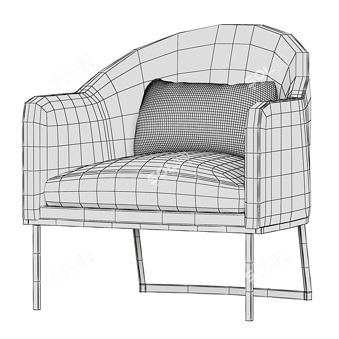 Sleek Gray Ivory Armchair 3D model image 5