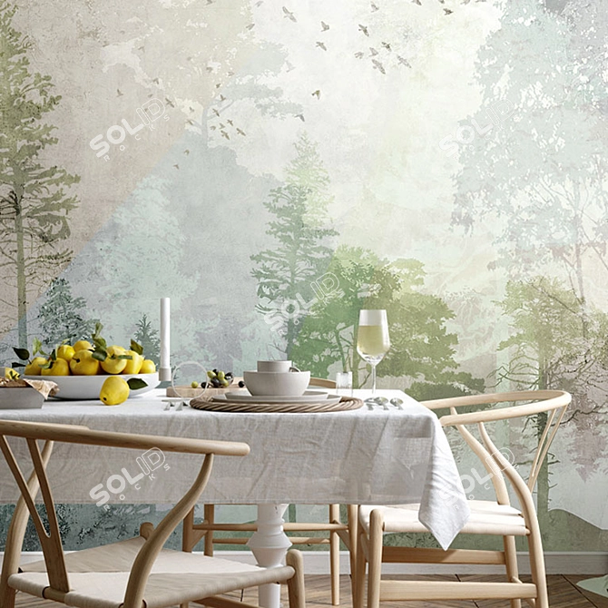 Misty Forest Wallpapers: Nature-Inspired Design Panels 3D model image 3