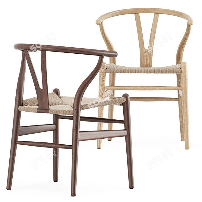 Elegant CH24 Wishbone Chair 3D model image 2