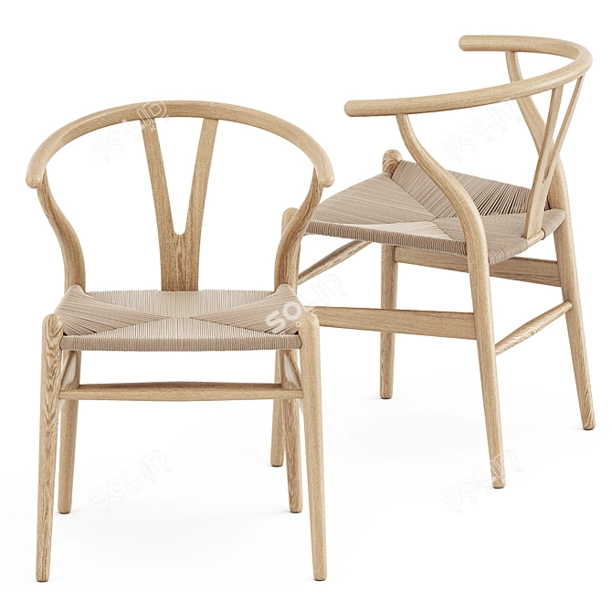 Elegant CH24 Wishbone Chair 3D model image 3