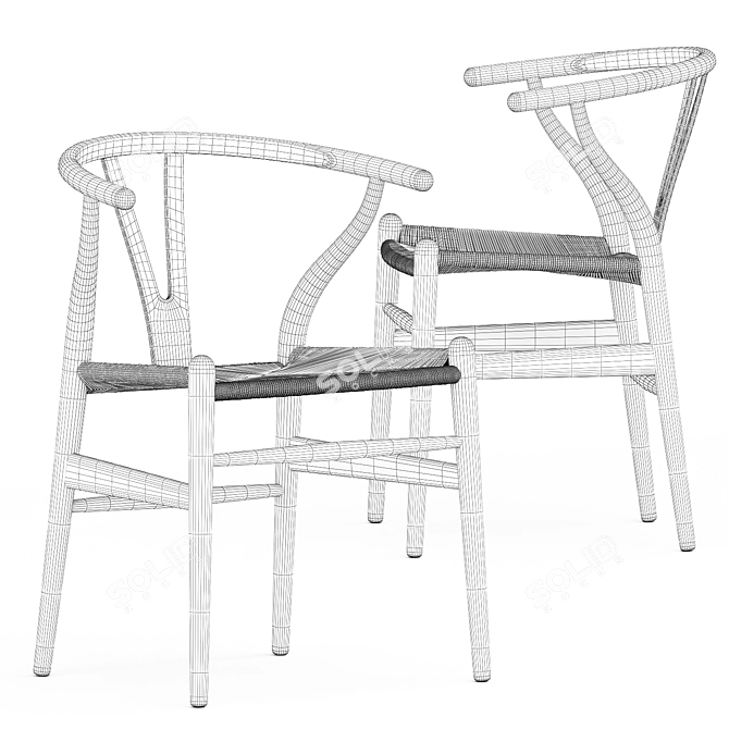Elegant CH24 Wishbone Chair 3D model image 5